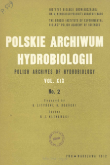 Polskie Archiwum Hydrobiologii, Tom 19 nr 2 = Polish Archives of Hydrobiology