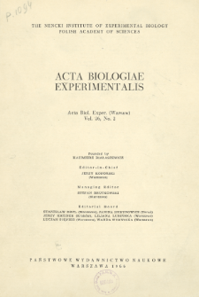 Acta Biologiae Experimentalis. Vol. 26, No 2, 1966