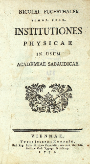 Institutiones physicae in usum Academiae Sabaudicae