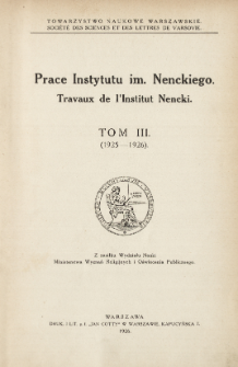 Prace Instytutu im. M. Nenckiego, Tom 3 Nr 1