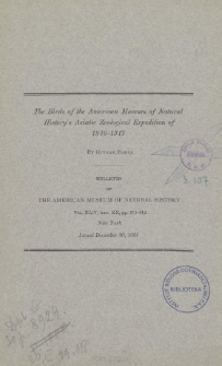 The Birds of the American Museum of Natural History's Asiatic Zoological Expedition of 1916-1917