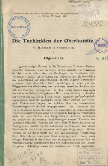Die Tachiniden der Oberlausitz