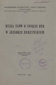 Kilka sł&oacute;w o śnięciu ryb w Jeziorze Berzyńskiem