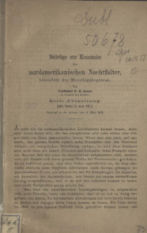 Beitr&auml;ge zur Kenntniss der nordamerikanischen Nachtfalter besonders der Microlepidopteren