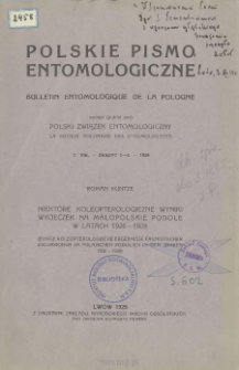 Niekt&oacute;re koleopterologiczne wyniki wycieczek na małopolskie Podole w latach 1926-1928 = Einige koleopterologische Ergebnisse faunistischer Excursionen im polnischen Podolien in den Jahren 1926-1928