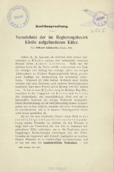 Buchbesprechung : Verzeichnis der im Regierungsbezirk K&ouml;slin aufgefundenen K&auml;fer von Albert L&uuml;llwitz