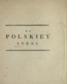 Do Polskiey Sukni