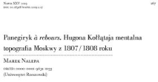 Panegiryk &agrave; rebours. Hugona Kołłątaja mentalna topografia Moskwy z 1807 / 1808 roku