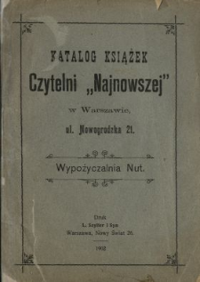 Katalog książek Czytelni "Najnowszej" w Warszawie, ul. Nowogrodzka Nr 21
