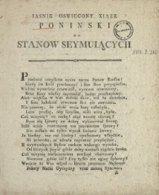 Jasnie Oswiecony Xiąze Poninski Do Stanow Seymuiących