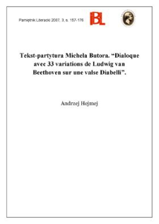 Tekst-partytura Michela Butora. &bdquo;Dialogue avec 33 variations de Ludwig van Beethoven sur une valse de Diabelli&rdquo;