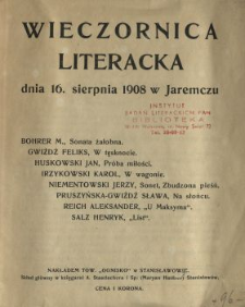 Wieczornica literacka dnia 16. sierpnia 1908 w Jaremczu.