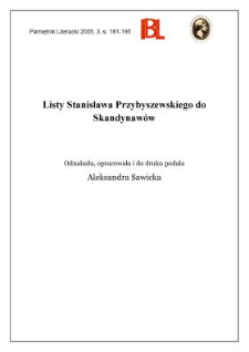 Listy Stanisława Przybyszewskiego do Skandynaw&oacute;w
