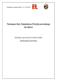 Nieznane listy Stanisława Przybyszewskiego do dzieci