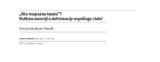 &bdquo;Kto rozpozna twarz&rdquo;? Kultura awersji a deformacje męskiego ciała