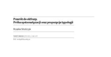 Powr&oacute;t do ekfrazy. Pr&oacute;ba systematyzacji oraz propozycja typologii