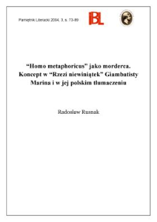 "Homo metaphoricus" jako morderca : koncept w "Rzezi niewiniątek" Giambattisty Marina i w jej polskim tłumaczeniu
