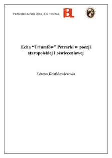 Echa "Triumfów" Petrarki w poezji staropolskiej i oświeceniowej