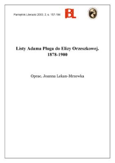 Listy Adama Pługa do Elizy Orzeszkowej 1878-1900