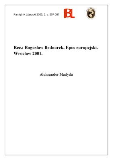 "Epos europejski", Bogusław Bednarek, Wrocław 2001