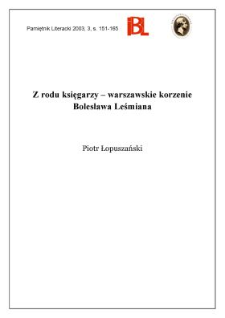 Z rodu księgarzy - warszawskie korzenie Bolesława Leśmiana