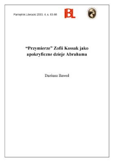 "Przymierze" Zofii Kossak jako apokryficzne dzieje Abrahama