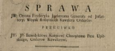 Sprawa JW. Ottona Fryderyka Jgelstroma generała od jnfanteryi woysk rossyiskich, kwalera order&oacute;w przeciwko JW. JP. Benedyktowi Karpiowi chorążemu pttu upitskiego, orderow kawalerowi.