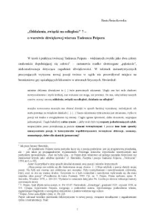 „Oddalenia, związki na odległość” ? – o warstwie dźwiękowej wiersza Tadeusza Peipera