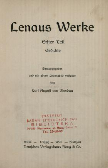 Lenaus Werke. 1 Tl, Gedichte