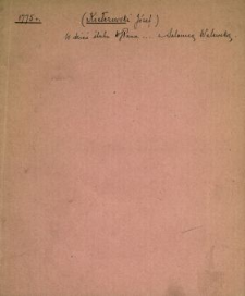 W Dzien Slubu W. Jmć Pana Józefa Kiełczewskiego Chorążyca Kowalskiego z W. Jmć. Panną Salomeą Walewską Chorążanką Piotrkowską dnia 2go Sierpnia 1775 Radosc Muz Zyczliwych