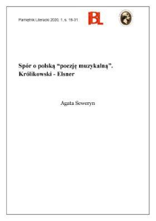 Spór o polską „poezję muzykalną”. Królikowski – Elsner