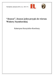 „Jeszcze”. Jeszcze jeden przypis do wiersza Wisławy Szymborskiej