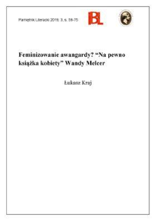 Feminizowanie awangardy?. &bdquo;Na pewno książka kobiety&rdquo; Wandy Melcer