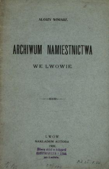 Archiwum namiestnictwa we Lwowie