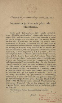 Improwizacja Konrada jako oda filozoficzna
