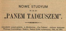 Nowe studyum nad "Panem Tadeuszem"