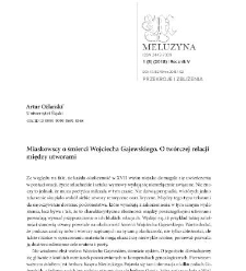 Miaskowscy o śmierci Wojciecha Gajewskiego. O twórczej relacji między utworami