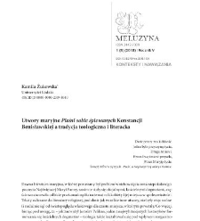 Utwory maryjne "Pieśni sobie śpiewanych" Konstancji Benisławskiej a tradycja teologiczna i literacka