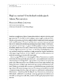 Błąd czy wariant? O technikach redakcyjnych Adama Naruszewicza