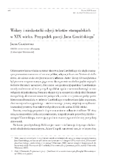 Walory i niedostatki edycji tekst&oacute;w staropolskich w XIX wieku. Przypadek poezji Jana Gawińskiego