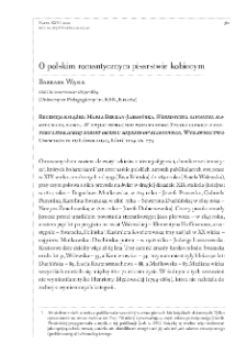 O polskim romantycznym pisarstwie kobiecym (Maria Berkan-Jabłońska, Weredyczki, sawantki, marzycielki, damy&hellip; W kręgu kobiecego romantyzmu. Studia i szkice z kultury literackiej kobiet okresu międzypowstaniowego, Wydawnictwo Uniwersytetu Ł&oacute;dzkiego, Ł&oacute;dź 2019)