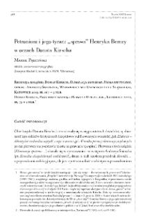 Petroniusz i jego tyran: &bdquo;sprawa&rdquo; Henryka Berezy w oczach Donata Kirscha (Donat Kirsch, Eliminacja episteme. Pisma krytyczne, oprac. Andrzej Śnioszek, Wydawnictwo Uniwersytetu Śląskiego, Katowice 2019; Donat Kirsch, Prounowa eksmisja Henryka Berezy, [bez wydawcy], Katowice 2020)