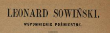 Leonard Sowiński : wspomnienie pośmiertne