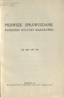 Sprawozdanie Funduszu Kultury Narodowej 1928/1931