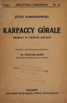 Karpaccy górale : dramat w trzech aktach