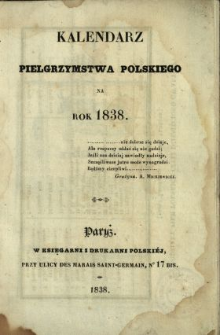 Kalendarz Pielgrzymstwa Polskiego na Rok 1838