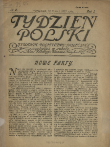 Tydzień Polski : tygodnik polityczno-społeczny : wychodzi w sobotę 1920 N.2