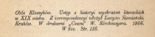 [Recenzja:] Obóz klassyków, ustęp z historyi wyobrażeń literackich w XIX wieku, z korrespondencyi ułożył Lucyan Siemieński [...]