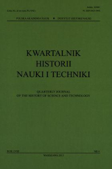 Kwartalnik Historii Nauki i Techniki, Rok LVIII, nr 4