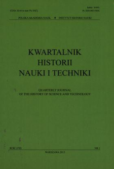 Kwartalnik Historii Nauki i Techniki, Rok LVIII, nr 1